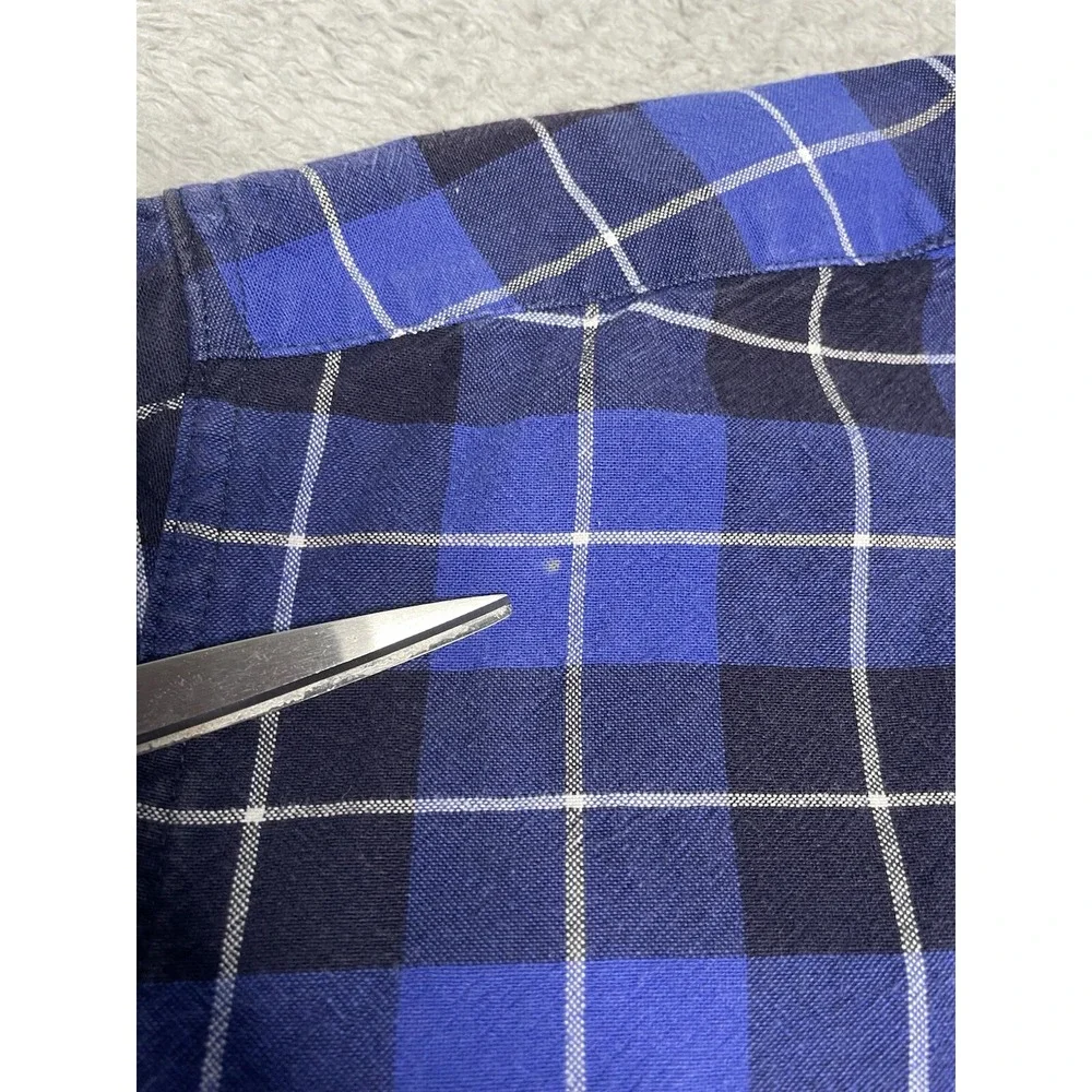 Cinch Button Up Shirt Men Large Blue Plaid 100% Cotton Western‎ Outdoor Classic